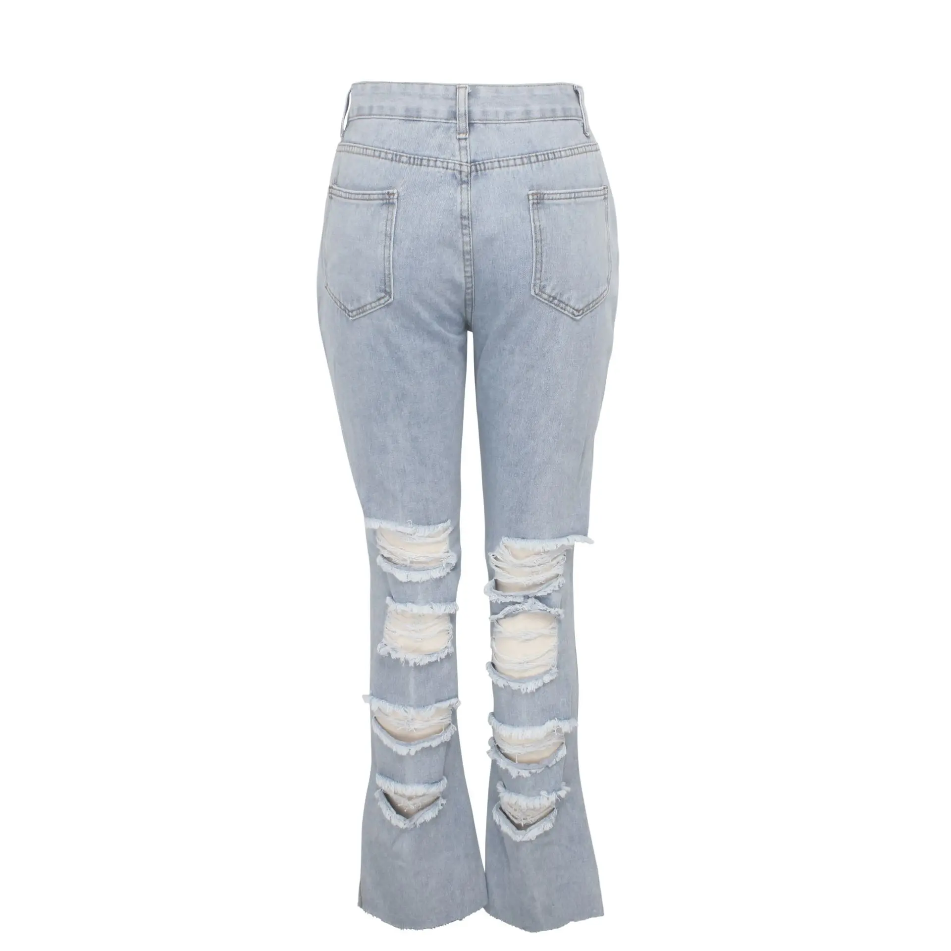 casual sexy blue jeans women cotton denim trousers slim high waist hollow out distressed holes pants cowboy jean femme