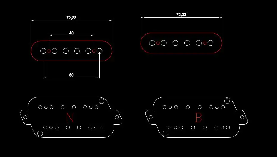 Guyker Безголовый Fanned Fret гитара Пикап для 6 струн электрогитары Черный