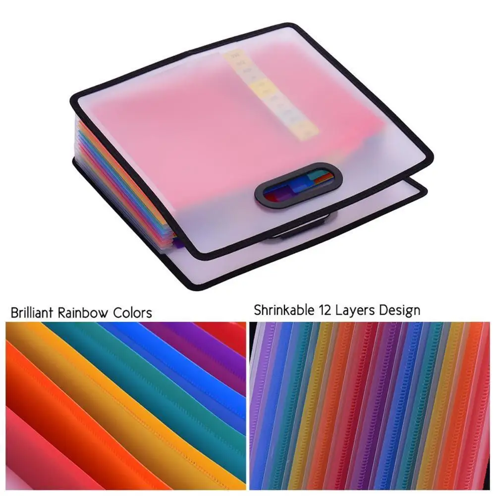 

1piece Rainbow Color Portable Organ Bag Expansion Folder Office File Cabinet Receipt Bag Storage Portable A4 Filing Station J9Q0