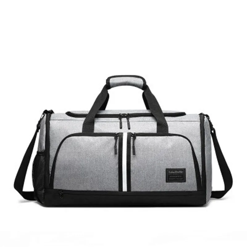 Модные холщовые мужские дорожные сумки, Портативная сумка для фитнеса, зависимое положение обуви, отделение для сухого и мокрого материала, можно разместить на тележке, чехол