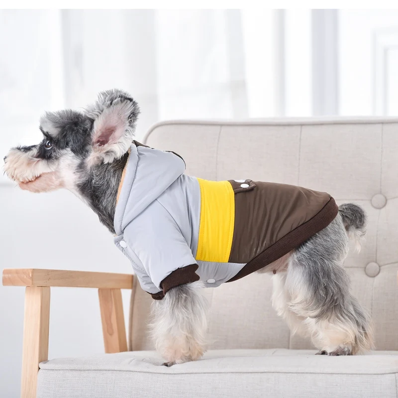 Толстая зимняя цветная стеганая куртка для питомцев, теплая одежда для собак, зимний комбинезон для Dogsr, два фута, Одежда для питомцев с хлопковой подкладкой, Одежда для питомцев