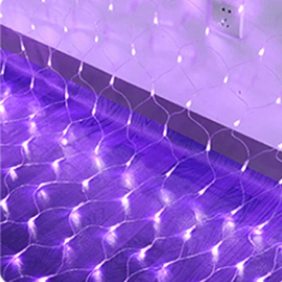 Purple Светодиодный чистая светильник строка 1,5x1,5/3x2/6x 4M светодиодный сетки светильник в виде рыбной сети светодиодный гирлянды на окне светодиодный гирлянды для сада новогоднее; рождественское - Испускаемый цвет: Purple