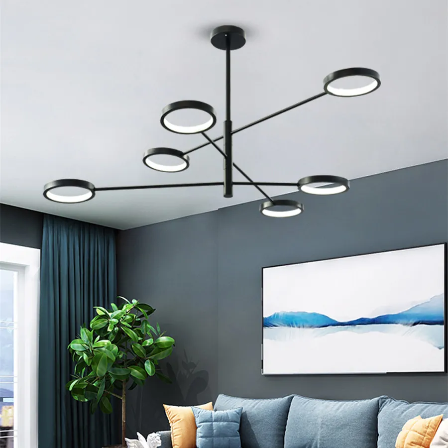 

Modern Gold/black/aluminum LED Pendant Light Bedroom Kitchen Living Room Hanging Lamp Crystal Long Chandelier