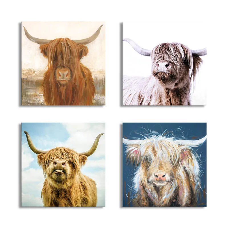 Холщовый постер Highland Cow настенный художественный принт настенные картины декор