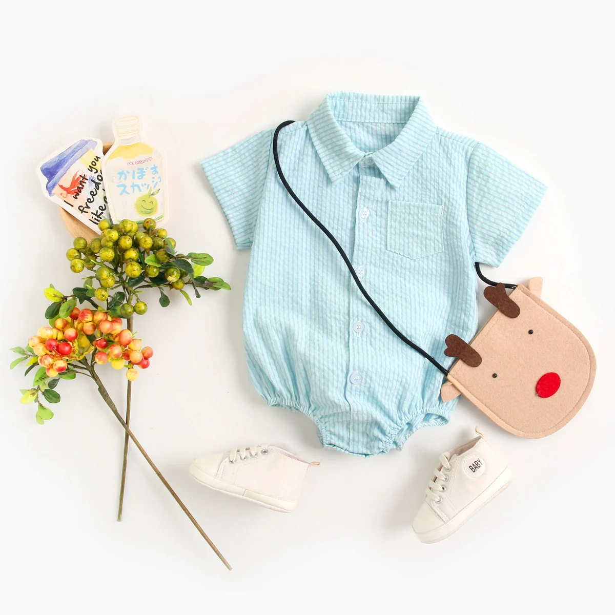 Sanlutoz Baby Boys Summer Bodysuits Cotton Short Sleeve Infants Boys Plaid Clothing Onesies Fashion baby bodysuit