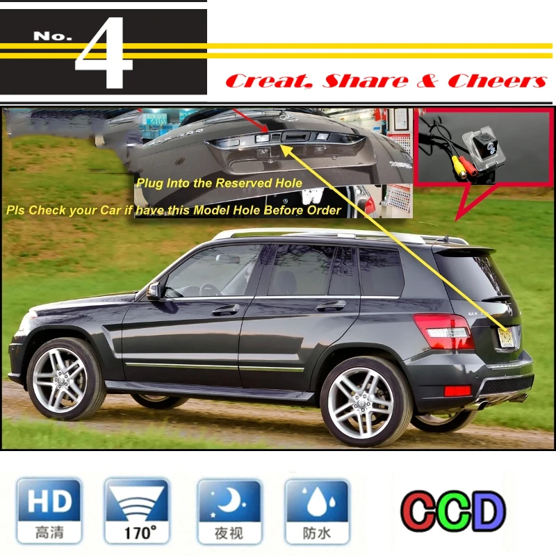 For Mercedes Benz GLK MB X204 Original Reserved Hole Car Camera High Quality Rear View Back Up Camera For PAL  NTSC  CCD + RCA (1)