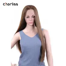 Парики из натуральных коричневых длинных прямых волос для женщин, синтетические парики на кружеве Chorliss, средняя часть, фронтальные термостойкие парики для косплея, на каждый день