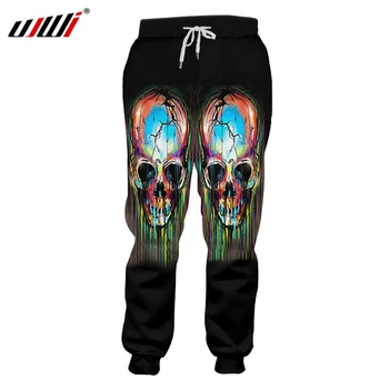 

UJWI Dropshipping Sweat Pants Men Cool Print Colorful Skull 3d Sweatpants Long Pants Male Hiphop Streetwear Joggeer Harem Homme
