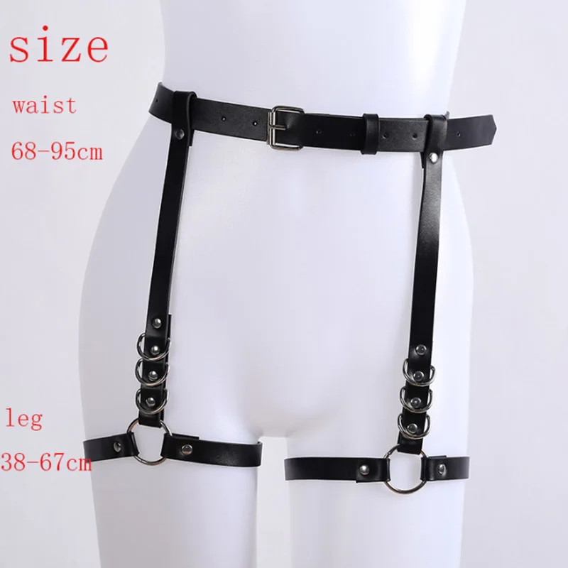Sexy Leather Leg Harness Garters Belt Women Punk Goth Waist to Thigh Harness Bdsm Erotic Body Bondage Suspenders Strap lingerie