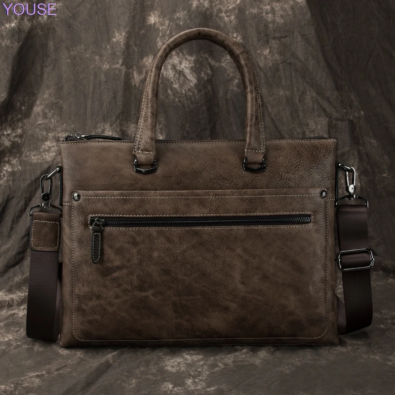 

Men's Bag Business MEN'S Handbag Cross Shoulder Bag Leather Briefcase Computer Bag Full-grain Leather Messenger Bag 4416