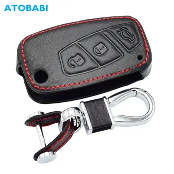 

Leather Car Key Case For Fiat Panda Stilo Punto Doblo Grande Bravo 500 Ducato Minibus 3 Buttons Folding Remote Fob Cover Key Bag