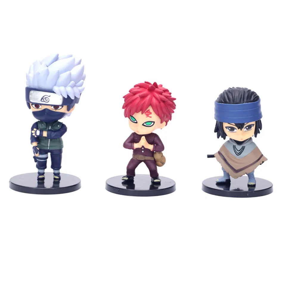 6 шт./лот японский рисунок, аниме, Наруто Гаара Хатаке Какаши Uzumaki uchiha sasuke Q версия фигурка модель игрушки кукла подарок детям