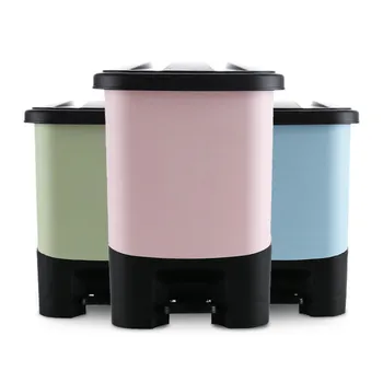 

Pedal Press Open Trash Bin Kitchen 12L Waste Basket Bathroom Corner Gap Garbage Can Durable Plastic Storage Bucket Recycle Bin