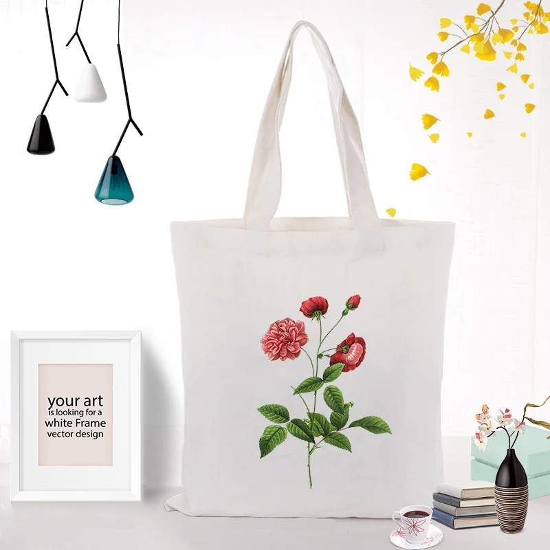 FLOWERS110 Цветочная сумка, сумка-тоут, для использования, сделай сам, Холщовая Сумка для покупок, на заказ, печать логотипа, эко многоразовая утилизация текста, на каждый день - Цвет: FLOWERS110