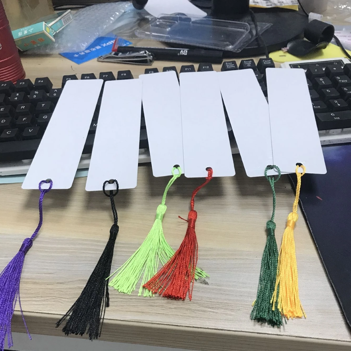 

100pcs Sublimation Blank Bookmarks for books Metal Blank Bookmarks with Hole and Tassels heat transfer diy