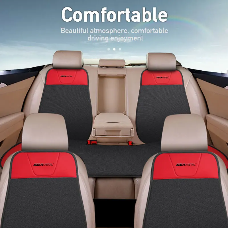 Flax Car Seat Cover Set Universal Linen Vehicle Seat Cushion