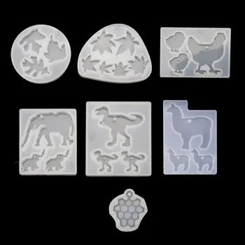 

Cute Animals Pendant Mold Dinosaur Alpaca Grape Epoxy Resin Jewerly Making Tools Dried Flower Resin Decorative DIY Hand Crafts