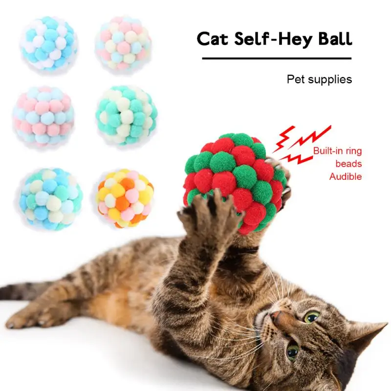 New Cat Toys Plush Mouse Head Shape Bells Self Hi Toys Funny Cat Colorful Plush Mouse Elf Fun Pet Collars Pet Supplies Hot Sale