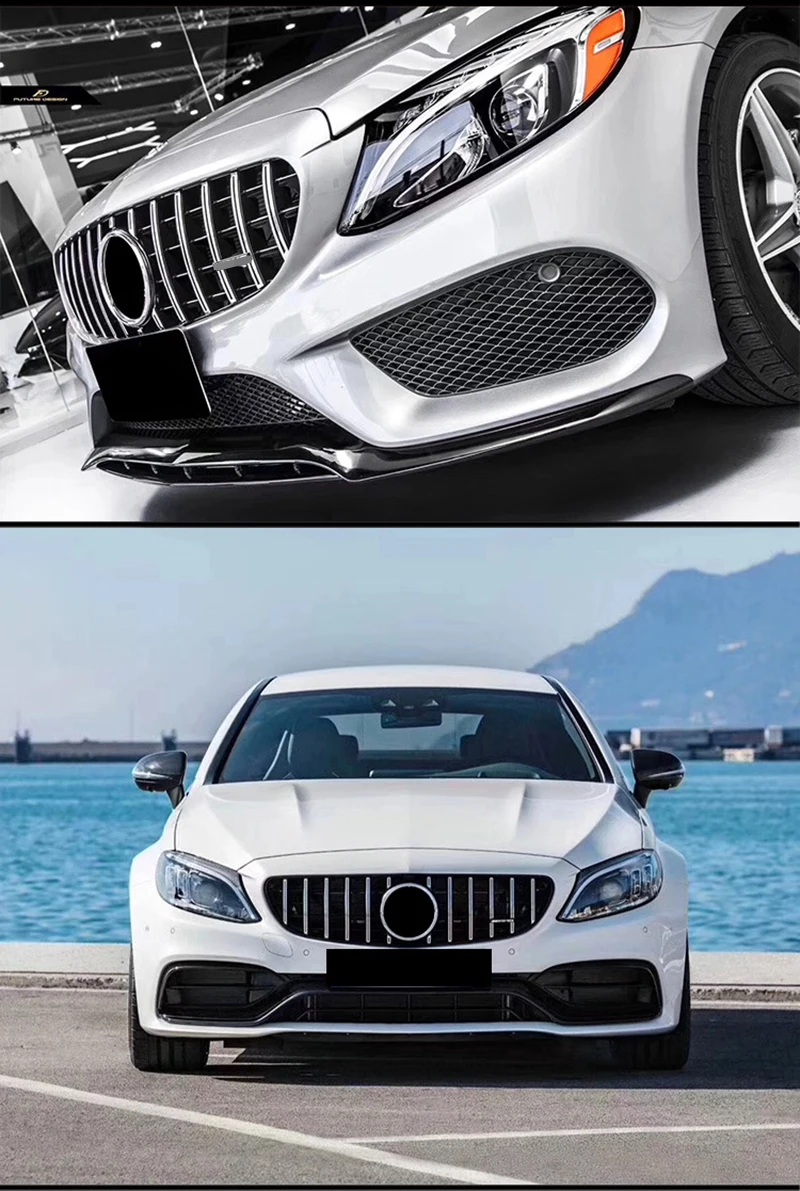 Гоночные грили ABS для Mercedes Benz C Class W205 C63-AMG GTR, автомобильные Сменные грили для гриля, автостайлинг, автомобильные грили переднего бампера
