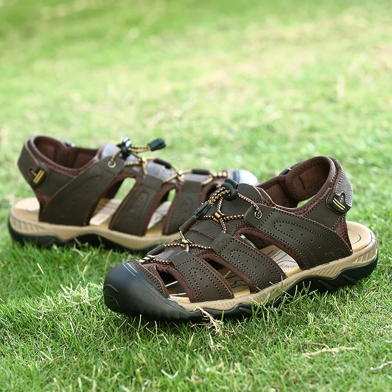 Classic Summer Men's Sandals Genuine Leather Men's Outdoor Beach Sandals Roman Design Men's Shoes Comfortable Men's Footwear