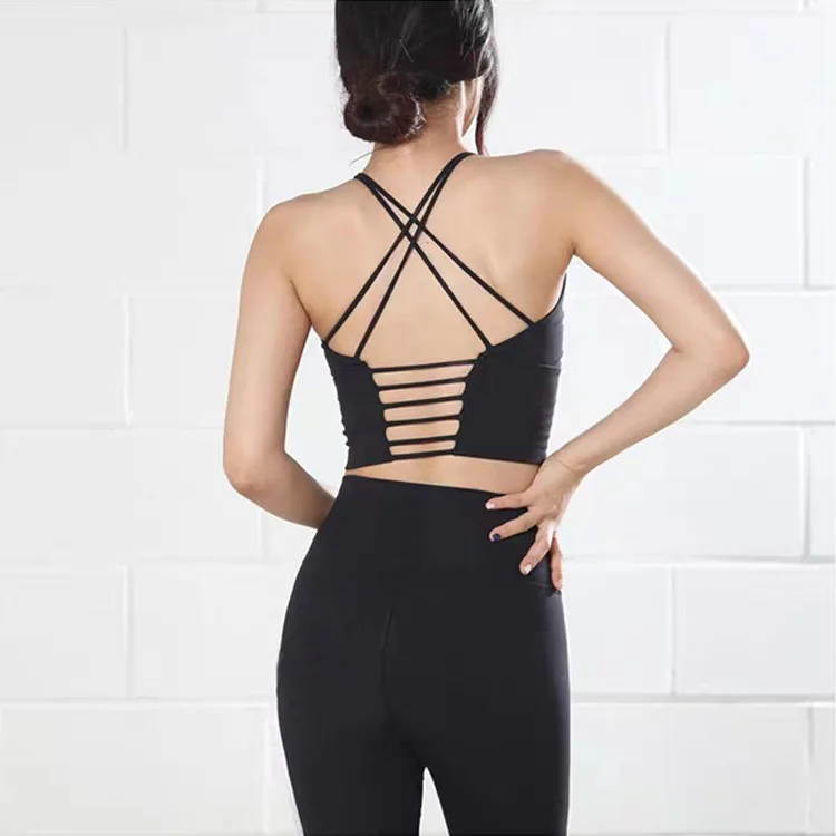 

Bare Sense High-End Breathable Vest Style Fitness Yoga Clothes Aerobics Running Tight Sports Beauty Back Tops nv dai Chest Pad