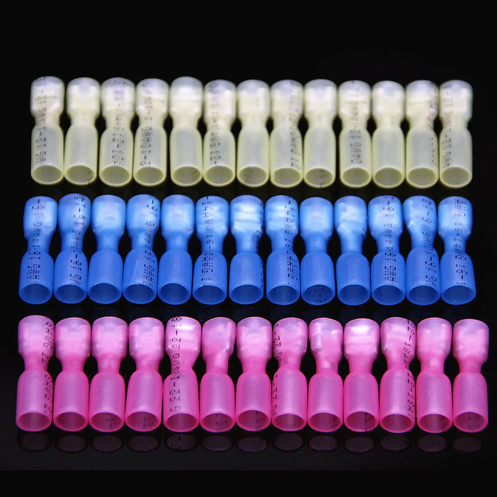 90 шт. женский Электрический кабель соединители Термоусадочные Провода Лопата терминалы 1/" быстроразъемные водонепроницаемые изолированные