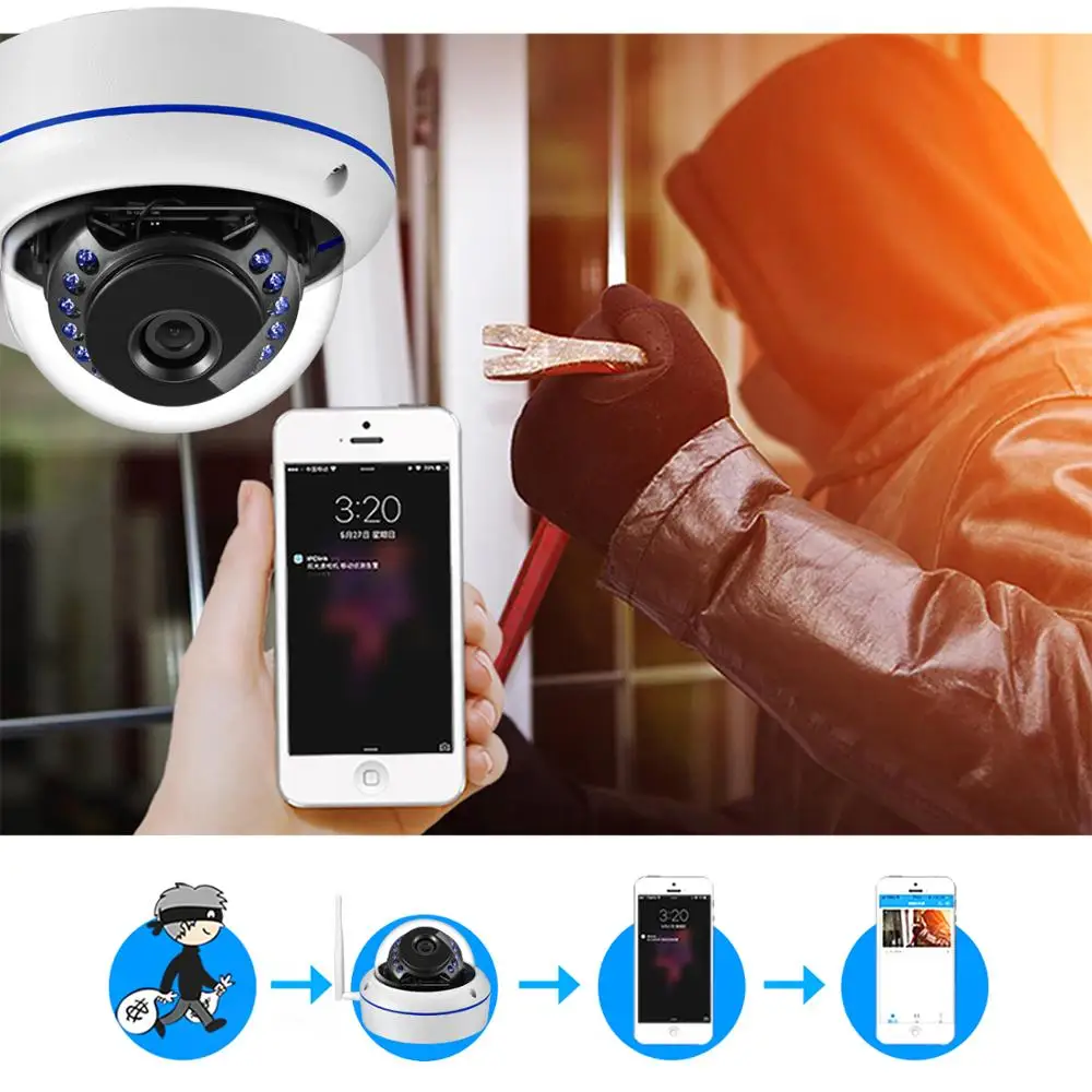  2019 Wifi IP Camera Dome 1080P HD IR Night Vision Home Security CCTV Surveillance Camera Wireless I - 4.0001E+12
