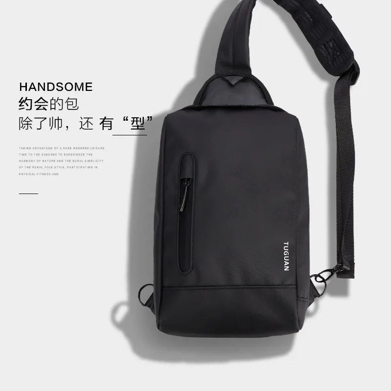 

Tu guan Chest Pack Men Canvas Sports Casual Single-shoulder Crossbody Bag MEN'S Business Bag Waterproof Chest Bag Small Shoulder