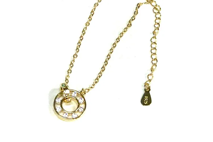 Korean-style Delicacy Double Loop Buckle Necklace Women's Choker-Style Fashion Tower Zircon Interlocking Pendant Necklace Orname