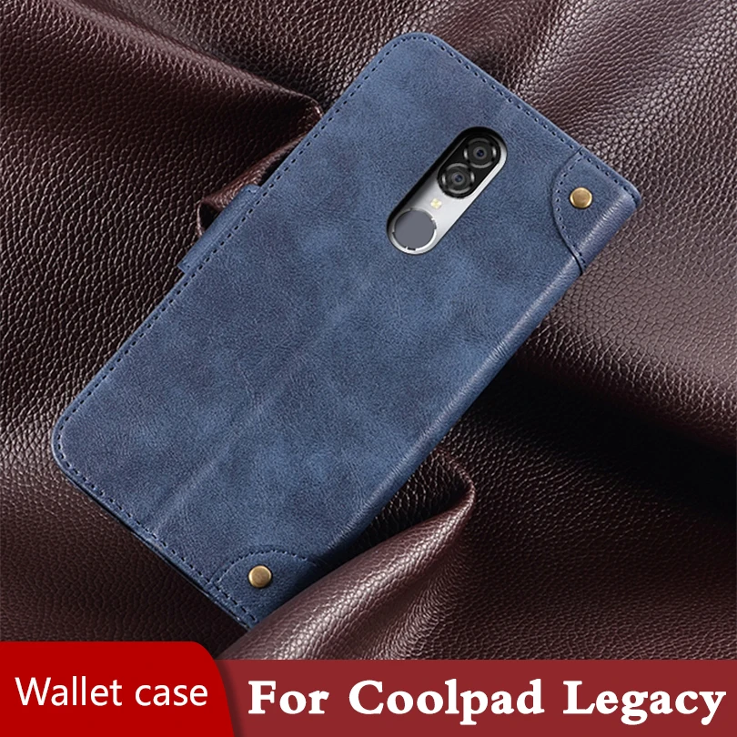Кожаный чехол книжка с бумажником для Coolpad телефона противоударный на магните
