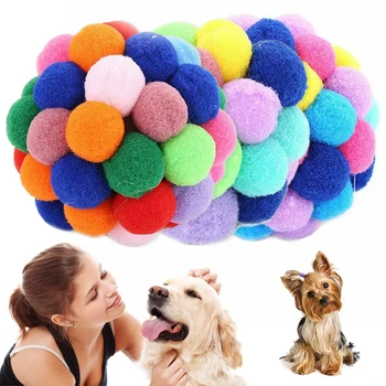 

New Pet Cat Toy Colorful Handmade Bells Bouncy Ball Built-In Catnip Interactive Toy