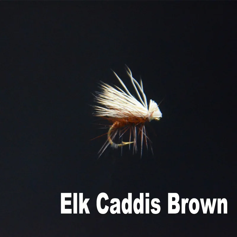 Elk Caddis Brown 6 шт. 14# коричневый/Загар лося волосы caddis нахлыстом сухие мухи 2 стиля взрослые caddis мухи/stoneflies приманки яркий steelhead grayling - Цвет: Elk Caddis Brown