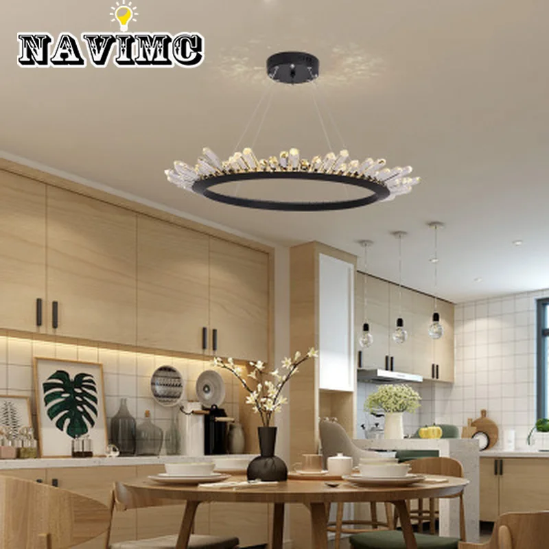 

Modern Crystal LED Black pendant light Bedroom Dining Room Lamp Lighting Fixture AC 110 V-240 V.