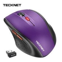 TeckNet Classic Wireless Mouse 2.4GHz Portable Optical USB Nano Receiver Mice Computer PC 6 Buttons 2400 DPI 5 Adjustment Levels