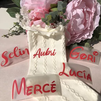 

Personalized Christmas Stockings name labels sticker Red iron on fabric vinyl name decals Stocking tags Funny Xmas gifts