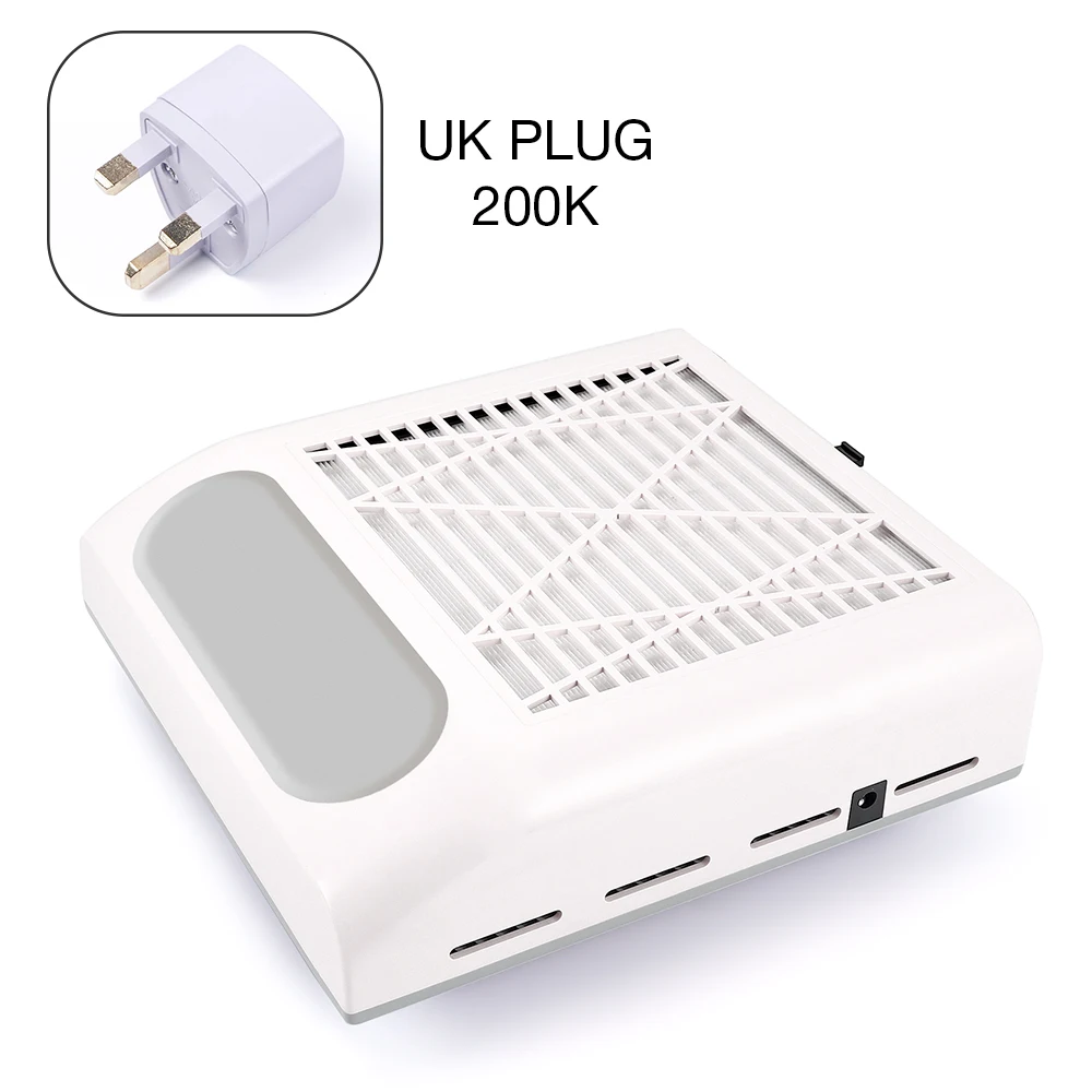 White UK Plug 80 Вт всасывающий пылесборник для ногтей Вентилятор пылесос маникюрный аппарат инструменты мешок для сбора пыли дизайн ногтей маникюрный салон Инструменты - Цвет: White UK Plug