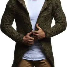 Осень и зима новые мужские модные свитера с шапкой разных цветов S-xxl Размеры теплый вязаный зимний свитер