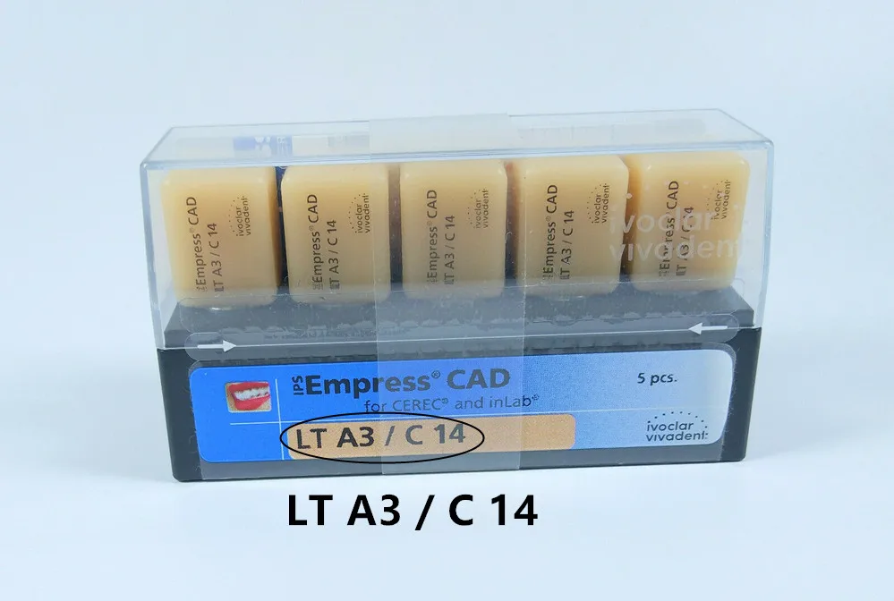 5 шт./упак. Dental CEREC Ivoclar Vivadent IPS Empress CAD фарфоровые блоки LT A3 C14 короны | Красота и