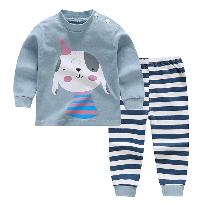 Baby Boys Girls Pajamas Sets Cartoon Print Cotton Boys Sleepwear Autumn Spring Winter Long Sleeve Tops+Pants 2pcs 2-7 Years Old