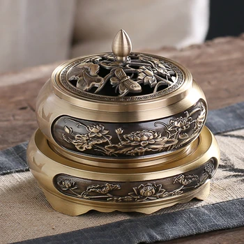 

Antique Stick Holder Incense Burner Tray Plug In Tibetan Zen Metal Incense Burner Reverse Smoke Kadzielnica Home Decor AD50IB