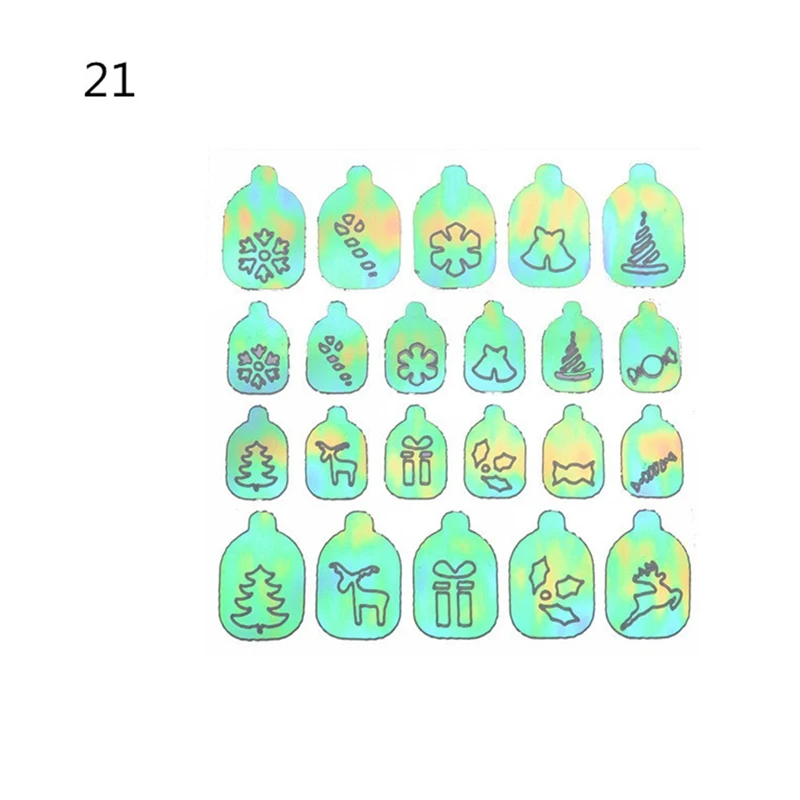 22 листа пламя Holo наклейки для ногтей винилы трафарет стикеры 3D на ногти Nail Art Наклейки маникюрные украшения
