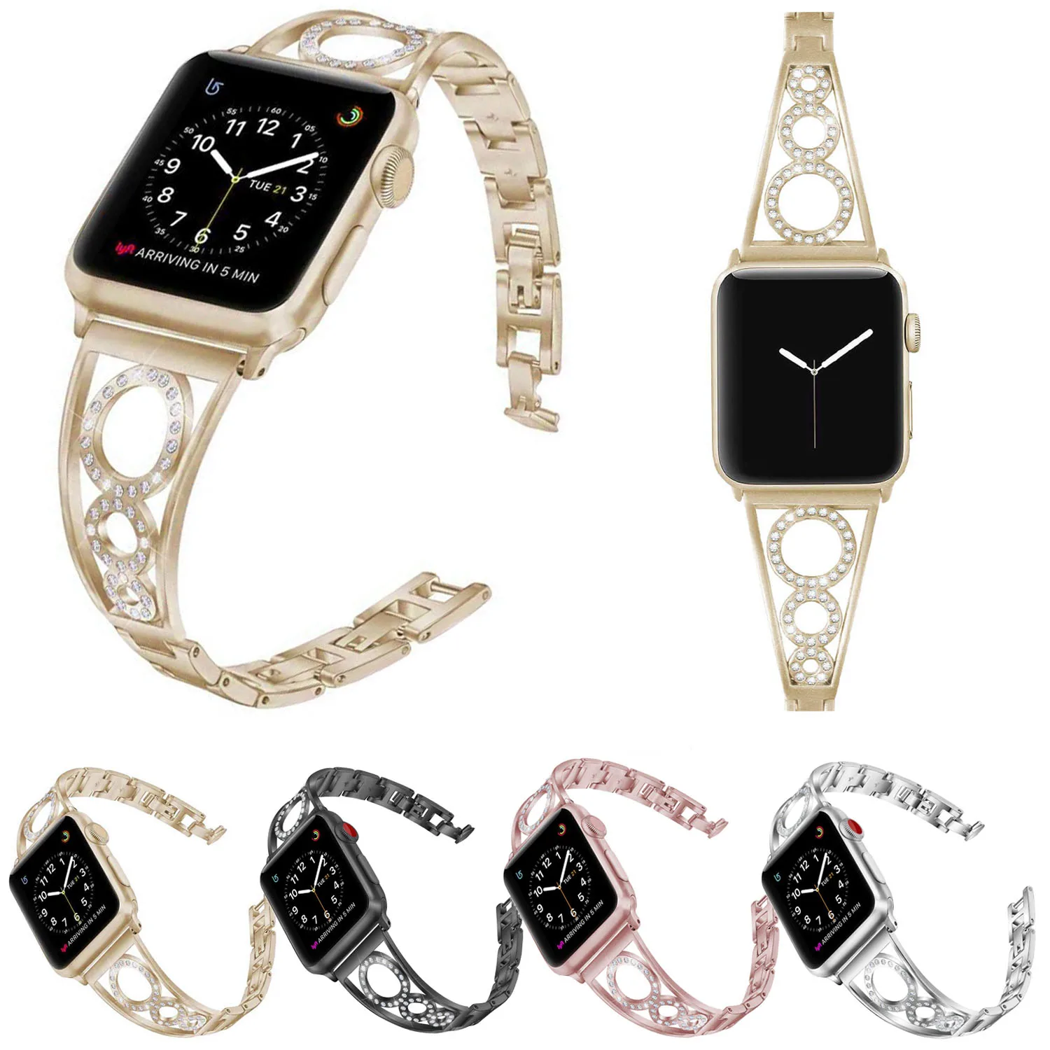 

Women Bracelet Watch Band for Apple Watch Series 4 3 2 1 Strap Bling Circle Watch Strap for iWatch 38/42/40/44mm Watchbands