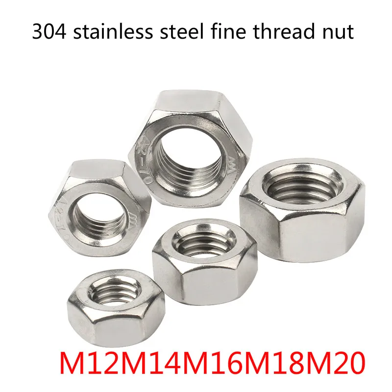 

304 stainless steel fine thread nut hexagon nut M5M6M8M10M12M14M16M18M20M30