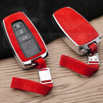 

Car Galvanzed Alloy&Leather Key Holder Case Cover For Toyota Camry Corolla C-HR CHR Prado RAV4 Prius 2018 2019 2/3/4 Buttons