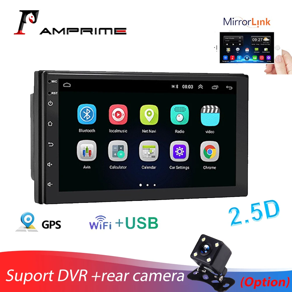 AMPrime Android 7 ''TFT емкостной сенсорный экран автомобильный мультимедийный видео