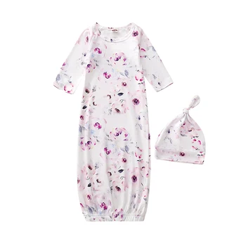 

US STOCK Newborn Infant Baby Floral Swaddle Wrap Swaddle Sleeping Bag Blanket+Hat 0-1Y
