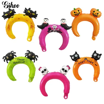 

Halloween Headband Foil Balloons Halloween Party Decorations Hair Clasp Air Balloons Inflatable Toys Pumpkin Spider Ghost 6pcs