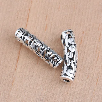 

925 sterling silver Thai silver retro pipe accessories lucky copper coin elbow handmade DIY beaded bracelet accessories