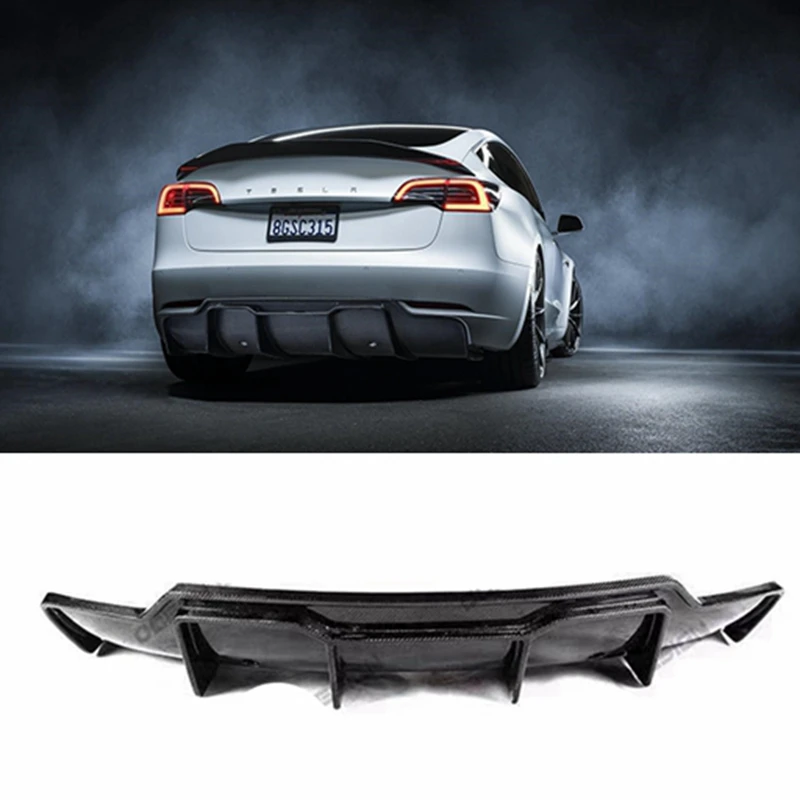 

For Tesla model 3 V style carbon fiber / FRP rear lip real carbon fiber rear diffuser body kit 2017-2019