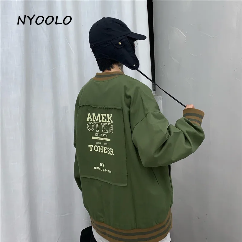 NYOOLO винтажная уличная Мужская кепка с китайскими иероглифами, Униформа, армейская зеленая Толстая теплая куртка, осенне-зимняя куртка на молнии, женская мужская верхняя одежда